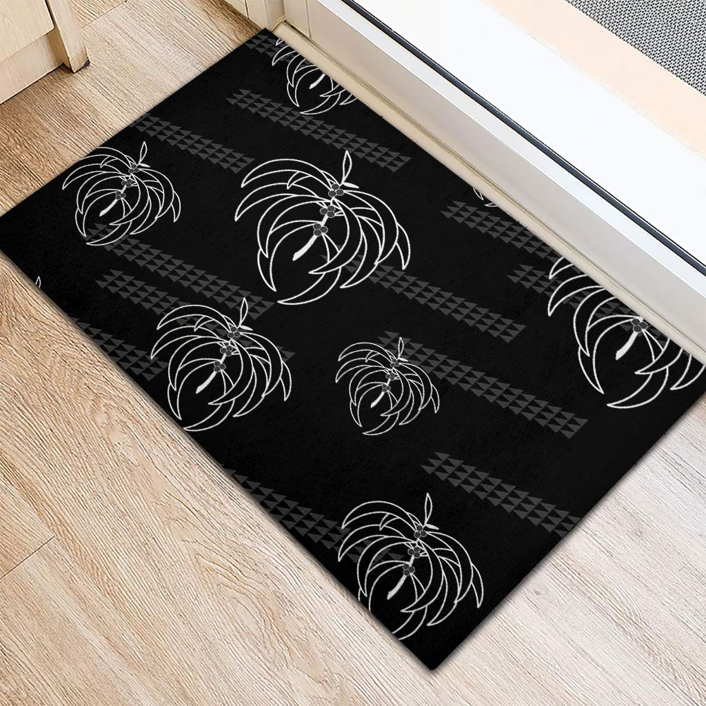 Aloha Hawaii Acacia Koa Leaves Rubber Doormat Black Kakau Tribal Pattern LT05 - Polynesian Pride