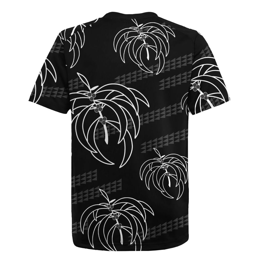Aloha Hawaii Acacia Koa Leaves Rugby Jersey Black Kakau Tribal Pattern LT05 - Polynesian Pride