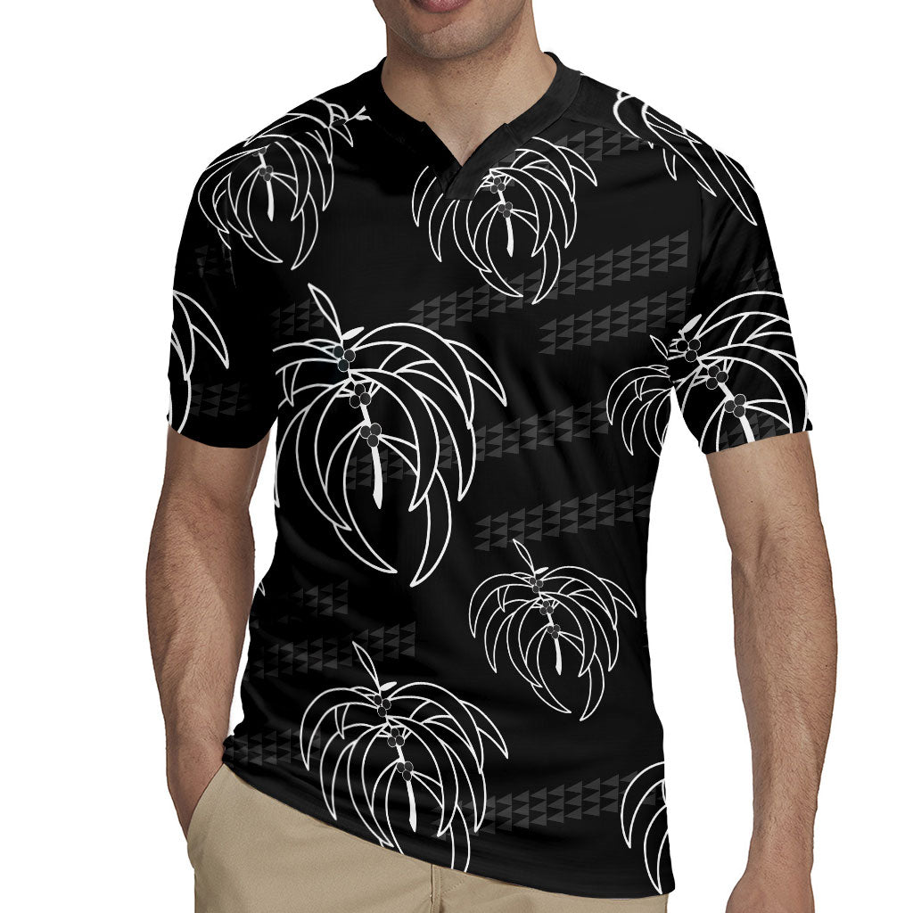 Aloha Hawaii Acacia Koa Leaves Rugby Jersey Black Kakau Tribal Pattern LT05 - Polynesian Pride