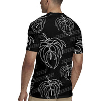 Aloha Hawaii Acacia Koa Leaves Rugby Jersey Black Kakau Tribal Pattern LT05 - Polynesian Pride