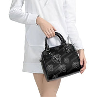 Aloha Hawaii Acacia Koa Leaves Shoulder Handbag Black Kakau Tribal Pattern LT05 - Polynesian Pride