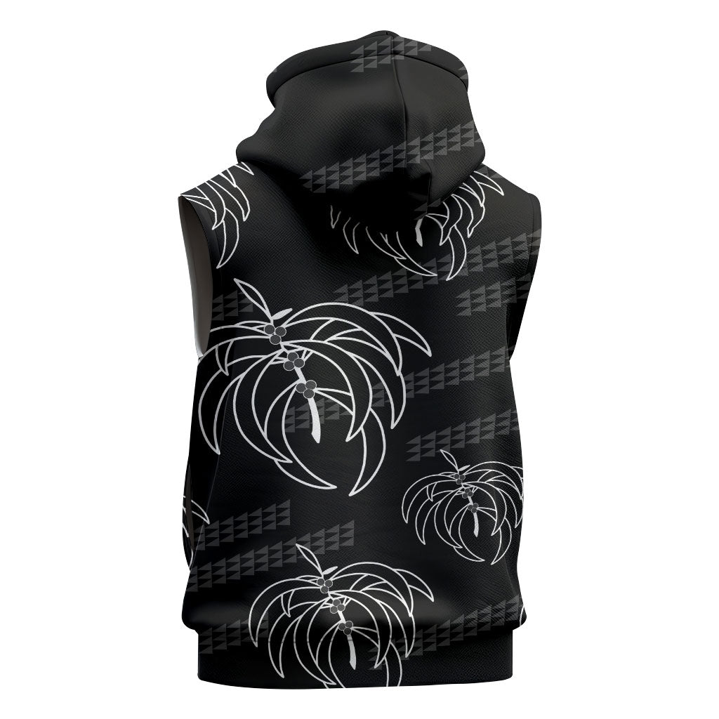 Aloha Hawaii Acacia Koa Leaves Sleeveless Hoodie Black Kakau Tribal Pattern LT05 - Polynesian Pride