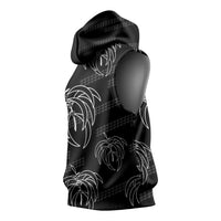 Aloha Hawaii Acacia Koa Leaves Sleeveless Hoodie Black Kakau Tribal Pattern LT05 - Polynesian Pride