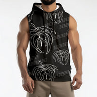 Aloha Hawaii Acacia Koa Leaves Sleeveless Hoodie Black Kakau Tribal Pattern LT05 - Polynesian Pride