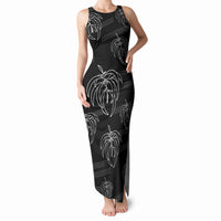 Aloha Hawaii Acacia Koa Leaves Tank Maxi Dress Black Kakau Tribal Pattern LT05 Women Black - Polynesian Pride