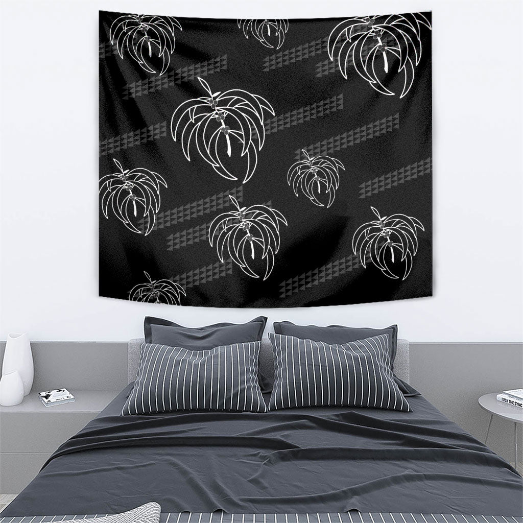 Aloha Hawaii Acacia Koa Leaves Tapestry Black Kakau Tribal Pattern LT05 - Polynesian Pride