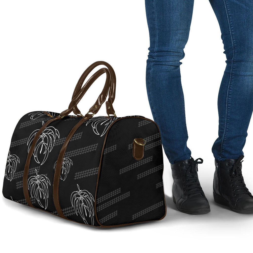 Aloha Hawaii Acacia Koa Leaves Travel Bag Black Kakau Tribal Pattern LT05 - Polynesian Pride