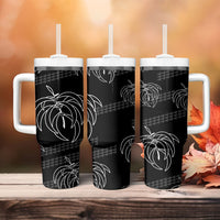 Aloha Hawaii Acacia Koa Leaves Tumbler With Handle Black Kakau Tribal Pattern LT05 - Polynesian Pride
