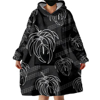 Aloha Hawaii Acacia Koa Leaves Wearable Blanket Hoodie Black Kakau Tribal Pattern LT05 - Polynesian Pride