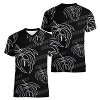 Aloha Hawaii Acacia Koa Leaves Women V-Neck T-Shirt Black Kakau Tribal Pattern LT05 - Polynesian Pride