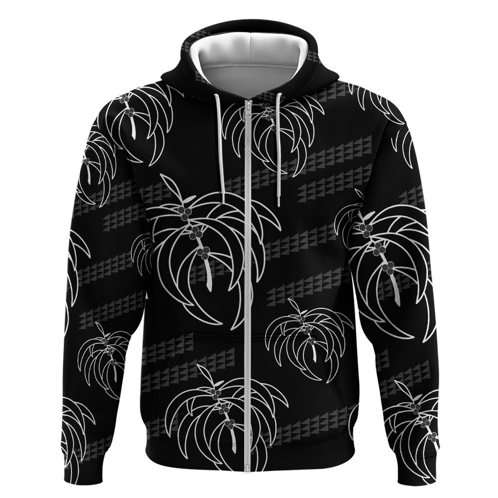 Aloha Hawaii Acacia Koa Leaves Zip Hoodie Black Kakau Tribal Pattern LT05 Zip Hoodie Black - Polynesian Pride