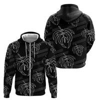 Aloha Hawaii Acacia Koa Leaves Zip Hoodie Black Kakau Tribal Pattern LT05 - Polynesian Pride