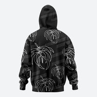 Aloha Hawaii Acacia Koa Leaves Zip Hoodie Black Kakau Tribal Pattern LT05 - Polynesian Pride