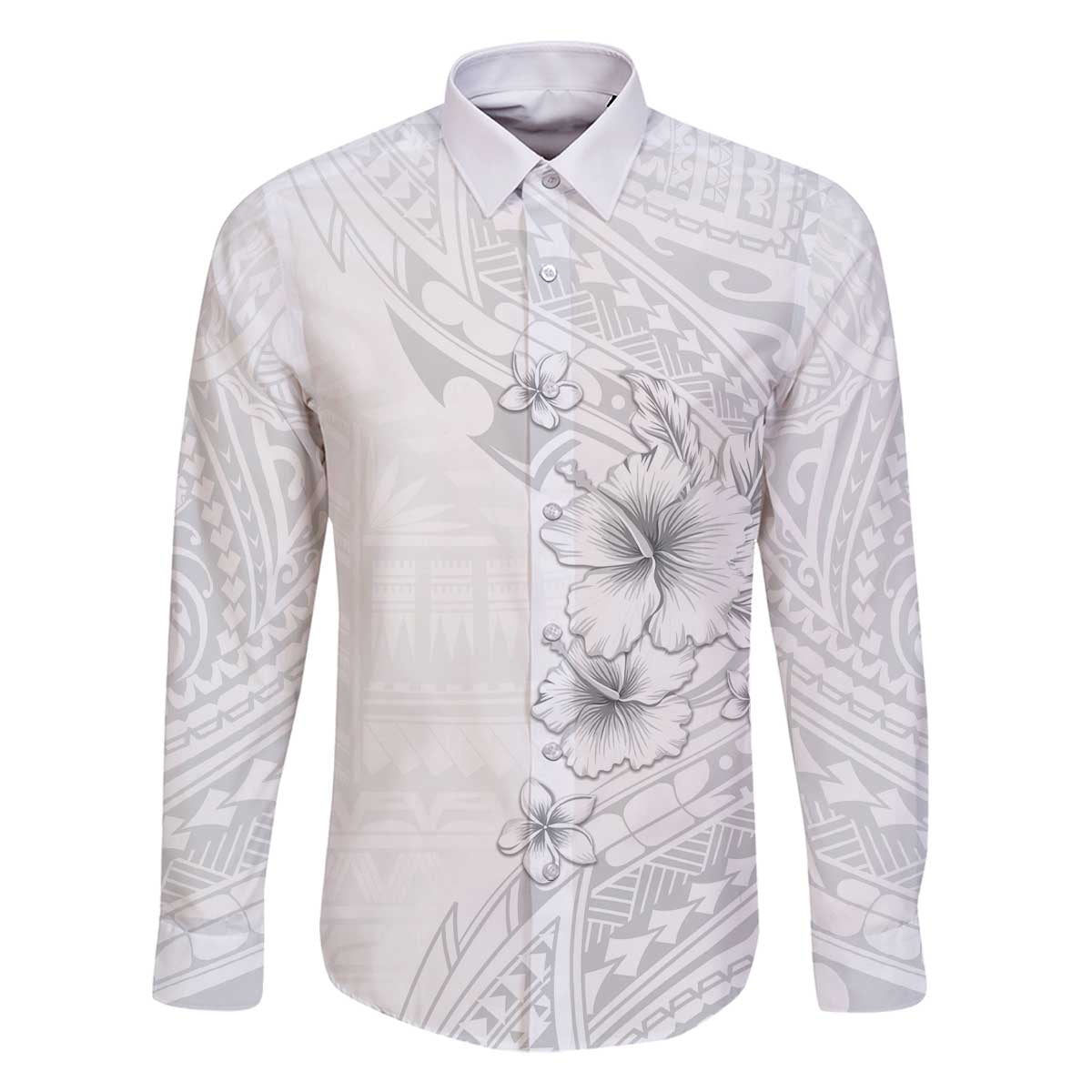 Lotu Tamaiti Samoa Family Matching Off Shoulder Short Dress and Hawaiian Shirt White Sunday Polynesian Tribal Pattern Elegant Style
