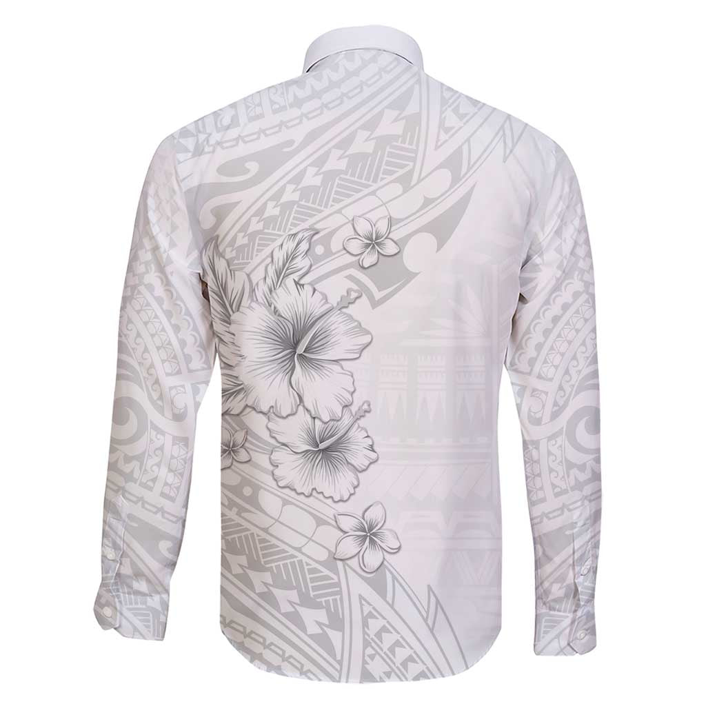 Lotu Tamaiti Samoa Family Matching Short Sleeve Bodycon Dress and Hawaiian Shirt White Sunday Polynesian Tribal Pattern Elegant Style