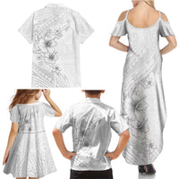 Lotu Tamaiti Samoa Family Matching Summer Maxi Dress and Hawaiian Shirt White Sunday Polynesian Tribal Pattern Elegant Style