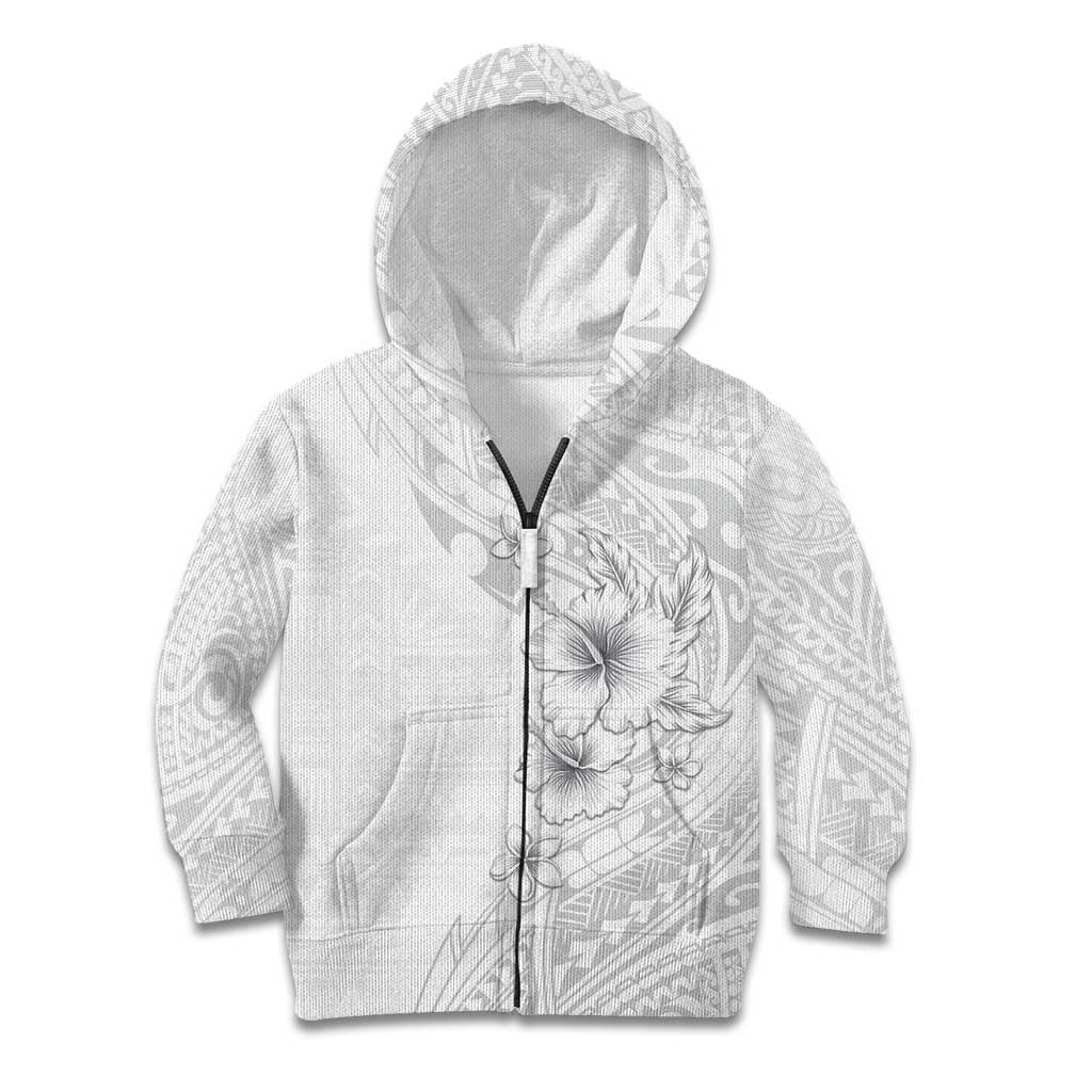 Lotu Tamaiti Samoa Kid Hoodie White Sunday Polynesian Tribal Pattern Elegant Style LT05 Zip Hoodie White - Polynesian Pride