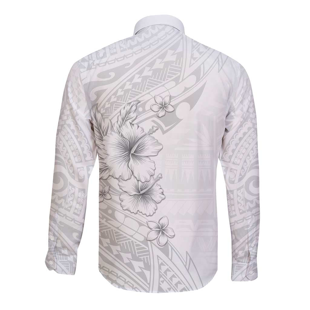 Lotu Tamaiti Samoa Long Sleeve Button Shirt White Sunday Polynesian Tribal Pattern Elegant Style LT05 - Polynesian Pride
