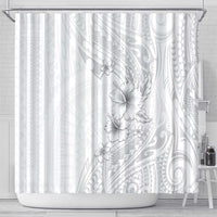 Lotu Tamaiti Samoa Shower Curtain White Sunday Polynesian Tribal Pattern Elegant Style