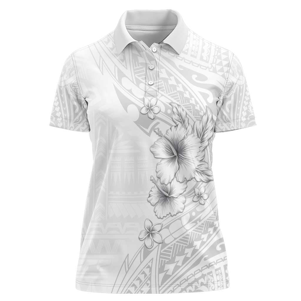 Lotu Tamaiti Samoa Women Polo Shirt White Sunday Polynesian Tribal Pattern Elegant Style LT05 Female White - Polynesian Pride