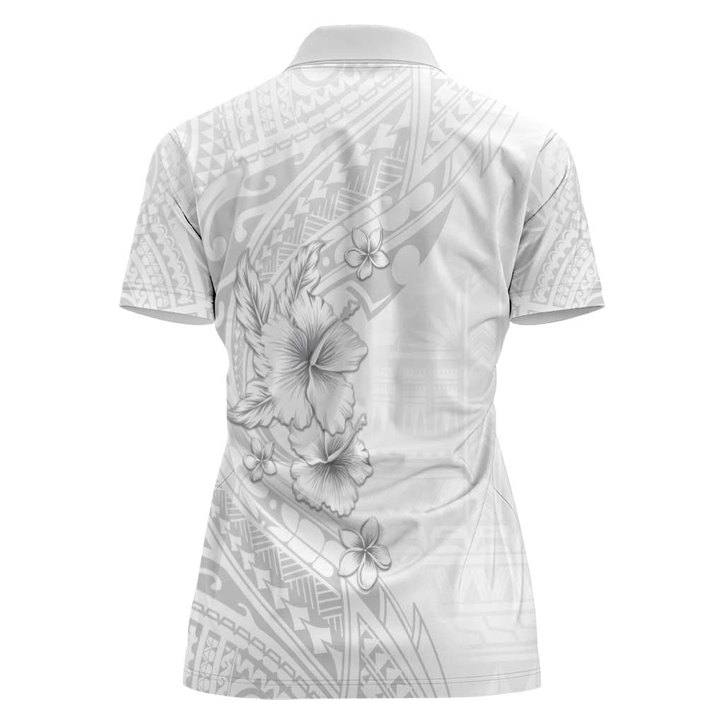 Lotu Tamaiti Samoa Women Polo Shirt White Sunday Polynesian Tribal Pattern Elegant Style LT05 - Polynesian Pride