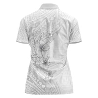 Lotu Tamaiti Samoa Women Polo Shirt White Sunday Polynesian Tribal Pattern Elegant Style LT05 - Polynesian Pride