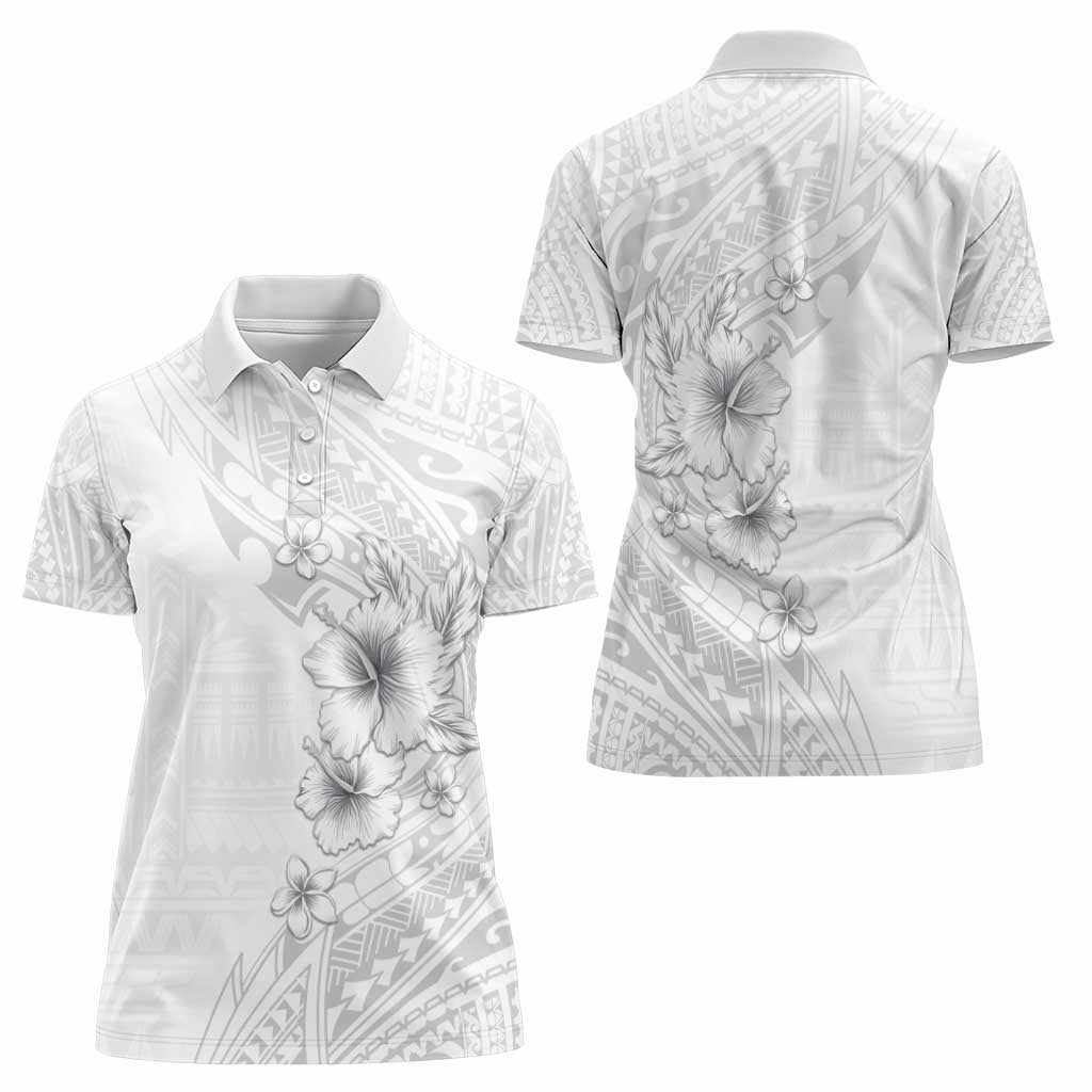 Lotu Tamaiti Samoa Women Polo Shirt White Sunday Polynesian Tribal Pattern Elegant Style LT05 - Polynesian Pride