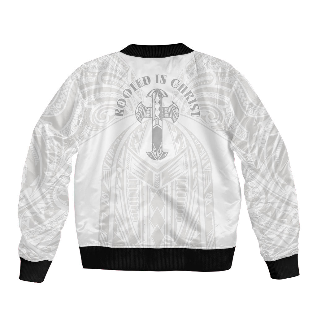 Samoa Christian Bomber Jacket Rooted In Christ Polynesian Cross LT05 - Polynesian Pride