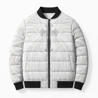 Samoa Christian Bomber Puffer Jacket Rooted In Christ Polynesian Cross LT05 Unisex White - Polynesian Pride