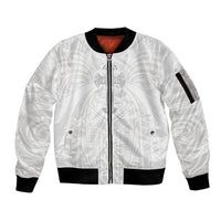 Samoa Christian Sleeve Zip Bomber Jacket Rooted In Christ Polynesian Cross LT05 Unisex White - Polynesian Pride