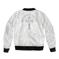 Samoa Christian Sleeve Zip Bomber Jacket Rooted In Christ Polynesian Cross LT05 - Polynesian Pride