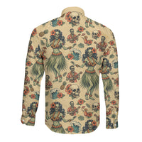 Hawaii Halloween Long Sleeve Button Shirt Spooky Tropical Hula Zombie LT05 - Polynesian Pride