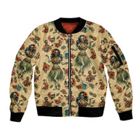 Hawaii Halloween Sleeve Zip Bomber Jacket Spooky Tropical Hula Zombie LT05 Unisex Beige - Polynesian Pride