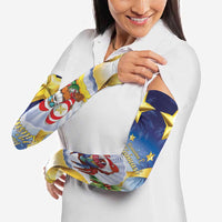 Niue Christmas Arm Sleeves Seashell Santa Beach Vibes - Polynesian Pride