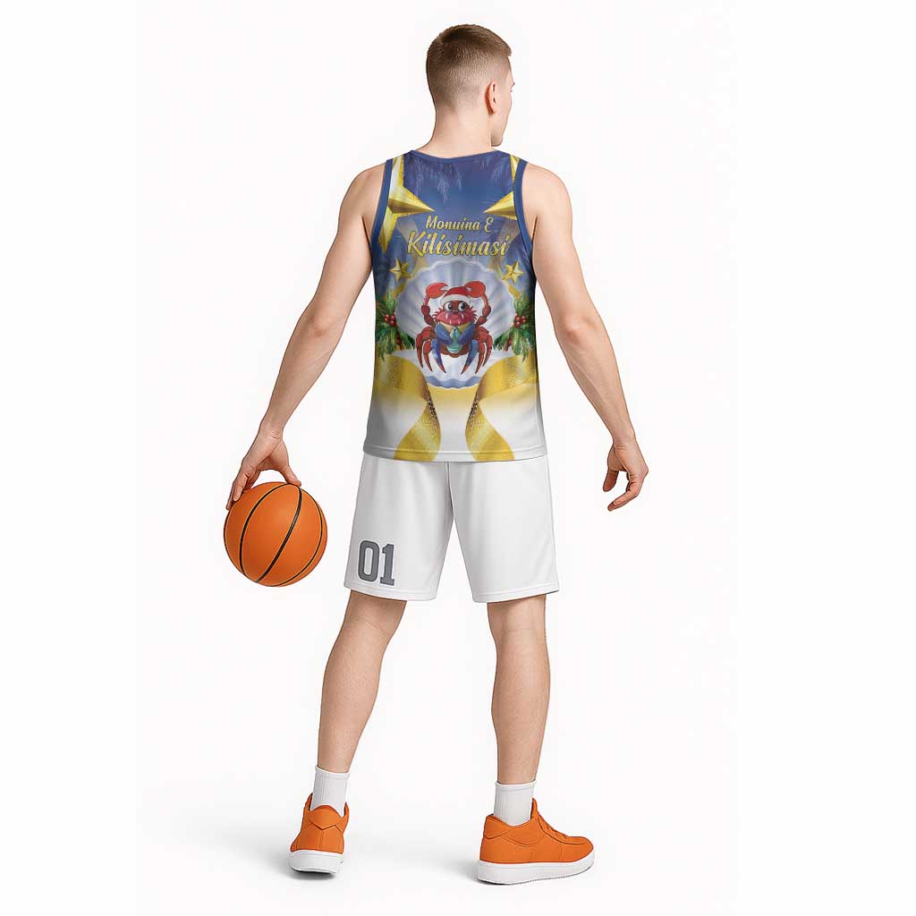 Niue Christmas Basketball Jersey Seashell Santa Beach Vibes - Polynesian Pride