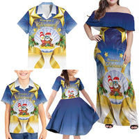 Niue Christmas Family Matching Off Shoulder Maxi Dress and Hawaiian Shirt Seashell Santa Beach Vibes - Polynesian Pride