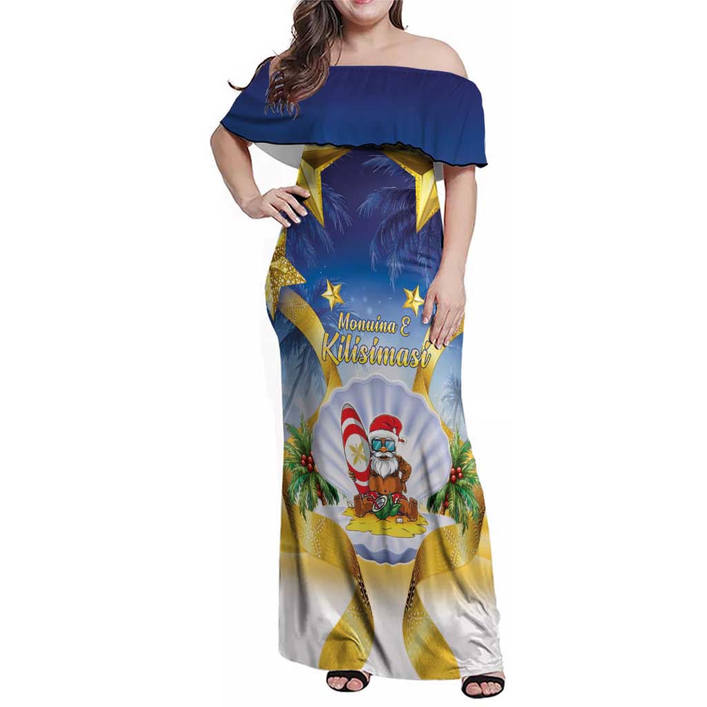 Niue Christmas Family Matching Off Shoulder Maxi Dress and Hawaiian Shirt Seashell Santa Beach Vibes - Polynesian Pride