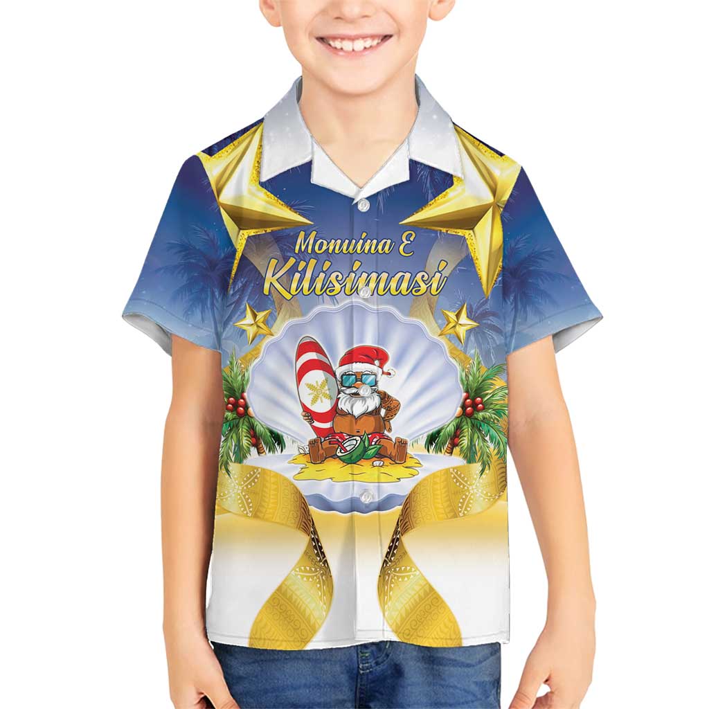 Niue Christmas Family Matching Off Shoulder Maxi Dress and Hawaiian Shirt Seashell Santa Beach Vibes - Polynesian Pride