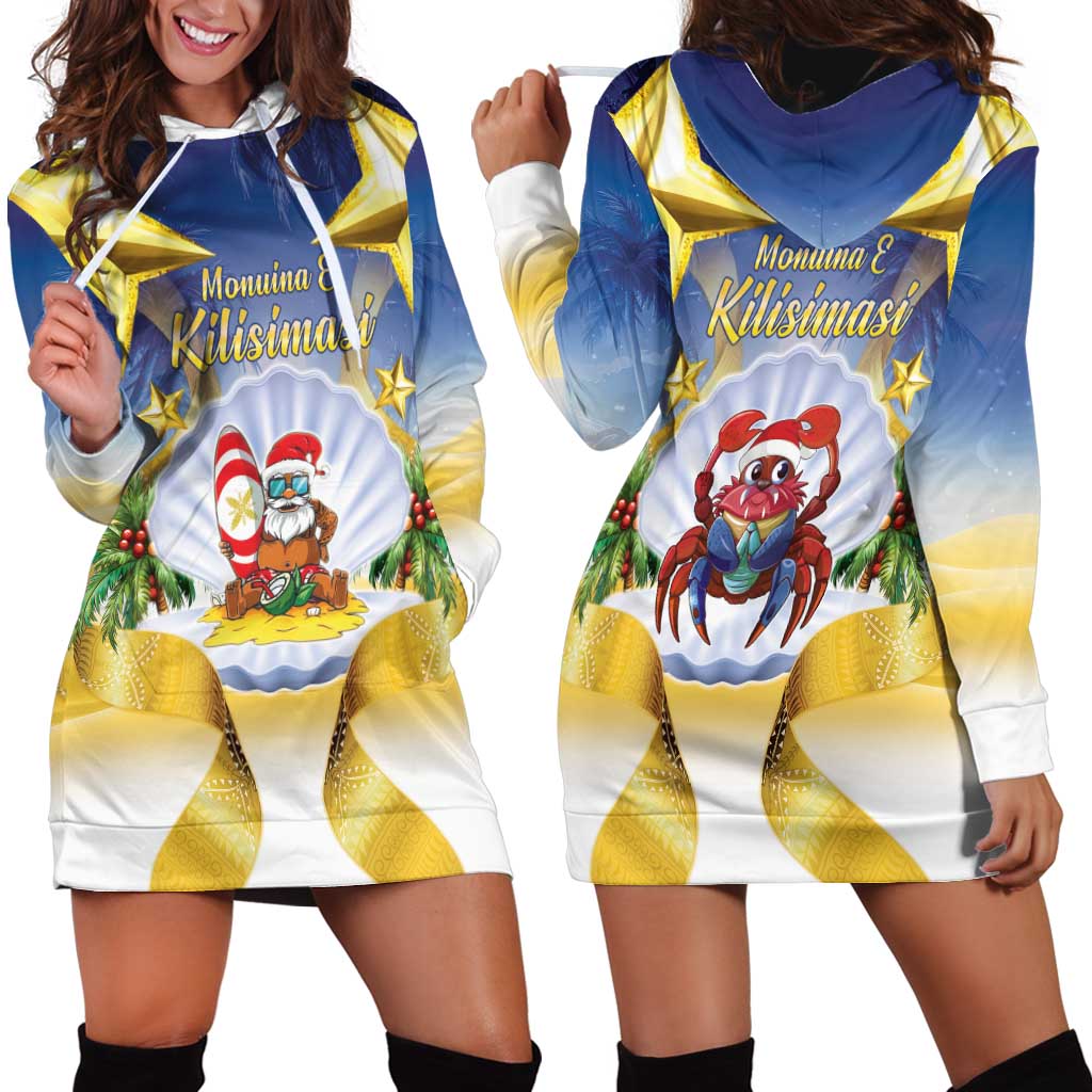 Niue Christmas Hoodie Dress Seashell Santa Beach Vibes - Polynesian Pride