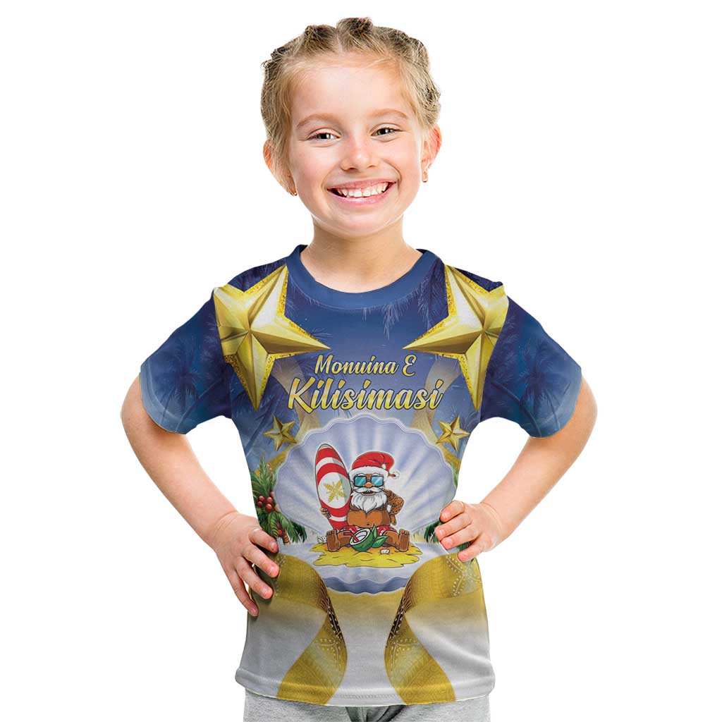 Niue Christmas Kid T Shirt Seashell Santa Beach Vibes - Polynesian Pride