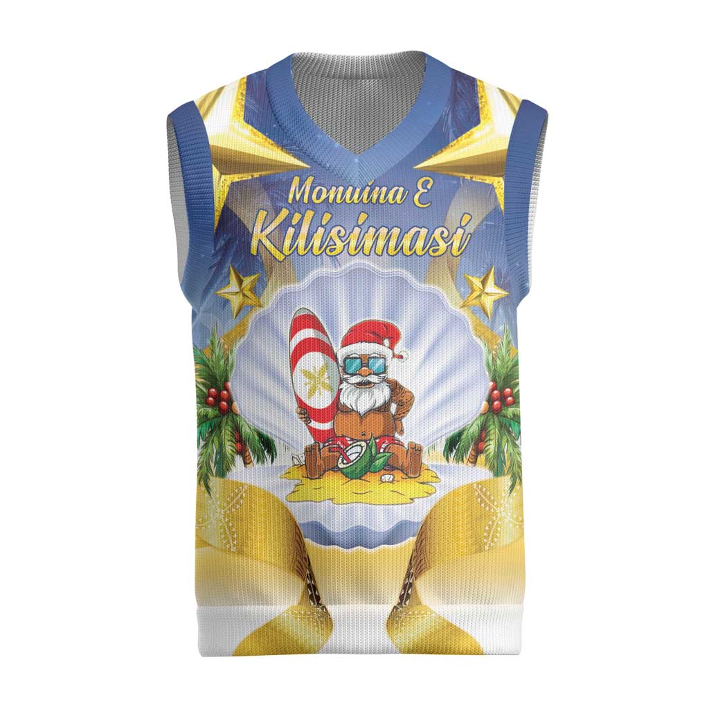 Niue Christmas Knitted V-Neck Vest Seashell Santa Beach Vibes - Polynesian Pride