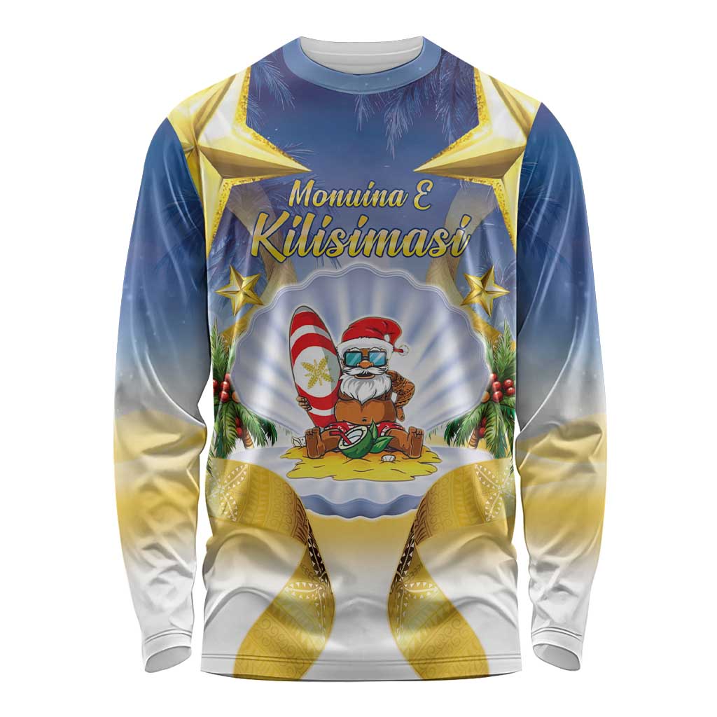 Niue Christmas Long Sleeve Shirt Seashell Santa Beach Vibes - Polynesian Pride