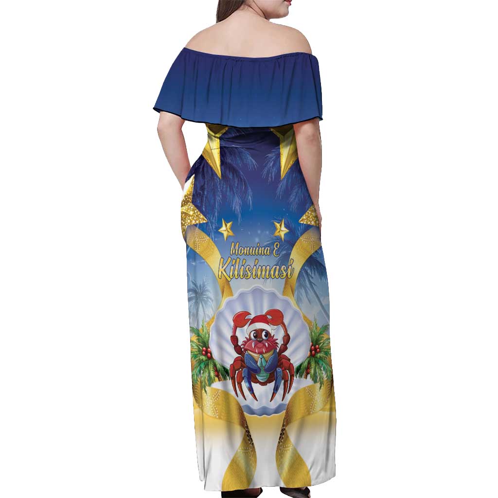 Niue Christmas Off Shoulder Maxi Dress Seashell Santa Beach Vibes - Polynesian Pride