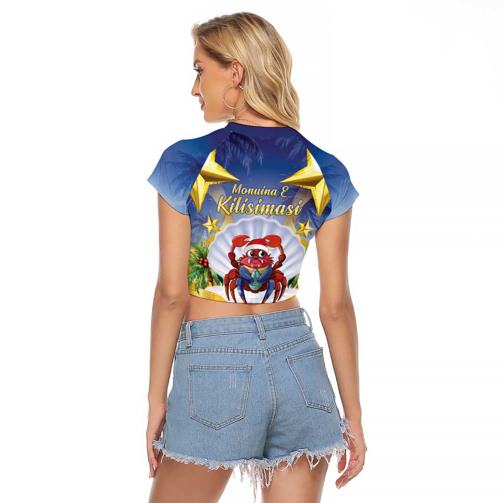 Niue Christmas Raglan Cropped T Shirt Seashell Santa Beach Vibes - Polynesian Pride
