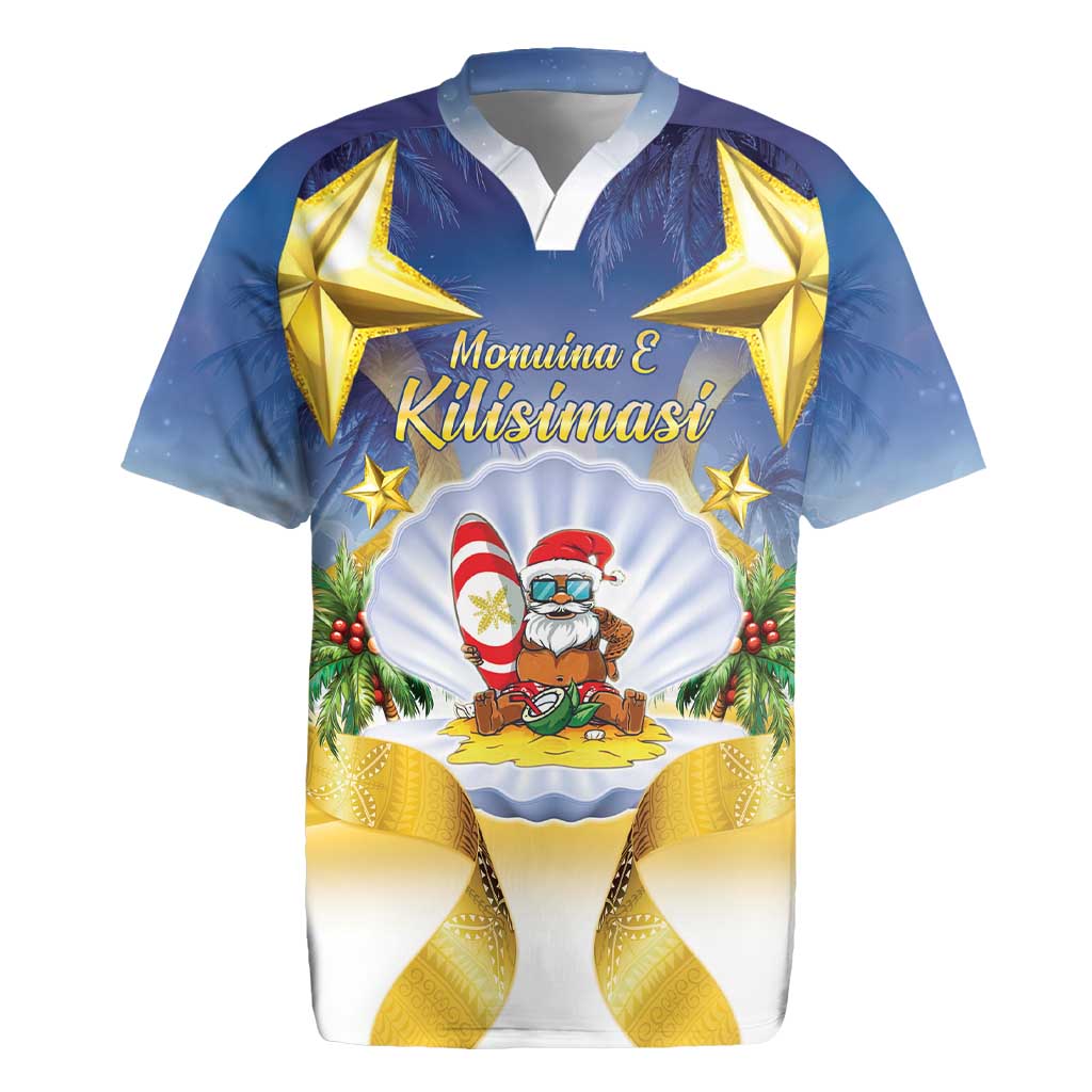 Niue Christmas Rugby Jersey Seashell Santa Beach Vibes - Polynesian Pride