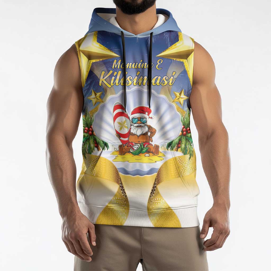 Niue Christmas Sleeveless Hoodie Seashell Santa Beach Vibes - Polynesian Pride