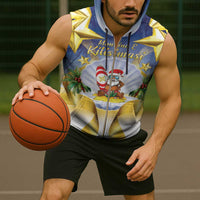 Niue Christmas Sleeveless Zip Hoodie Seashell Santa Beach Vibes - Polynesian Pride