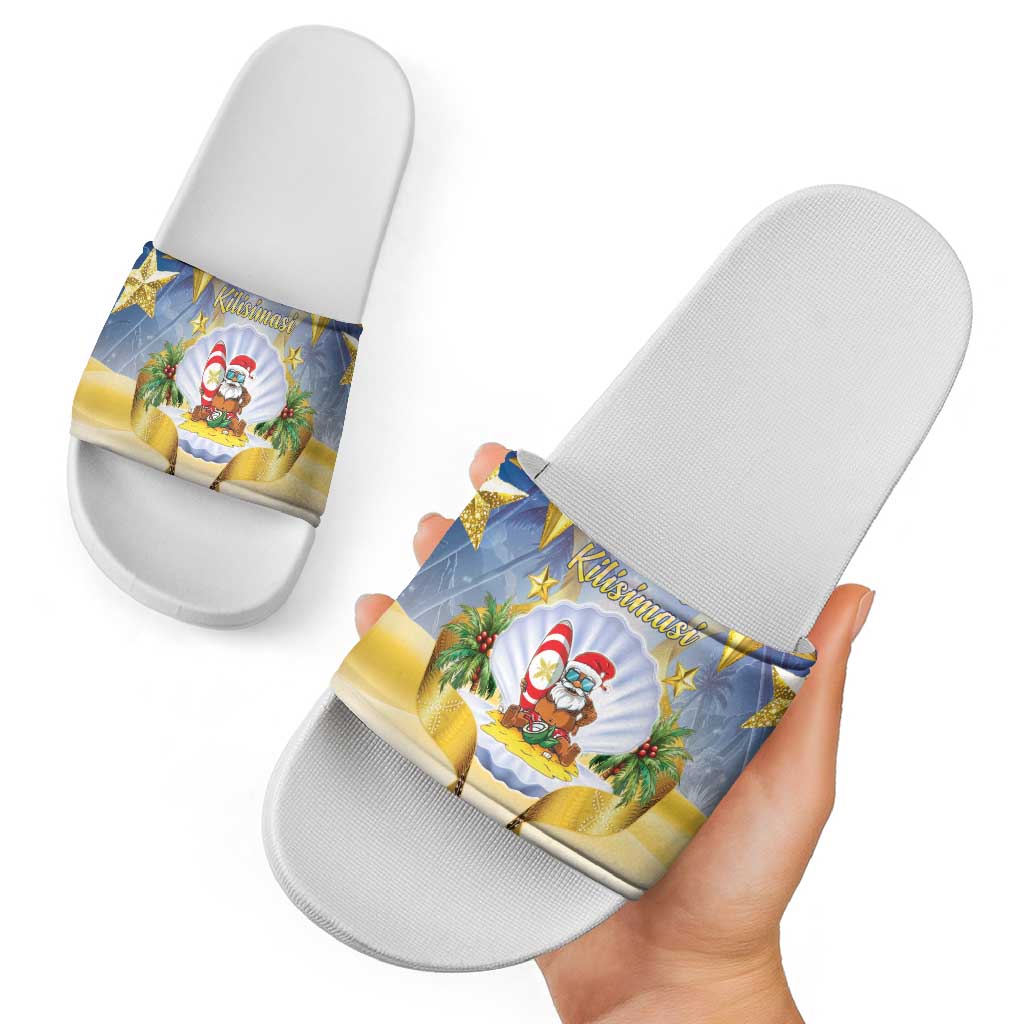 Niue Christmas Slide Sandals Seashell Santa Beach Vibes - Polynesian Pride