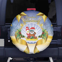 Niue Christmas Spare Tire Cover Seashell Santa Beach Vibes - Polynesian Pride