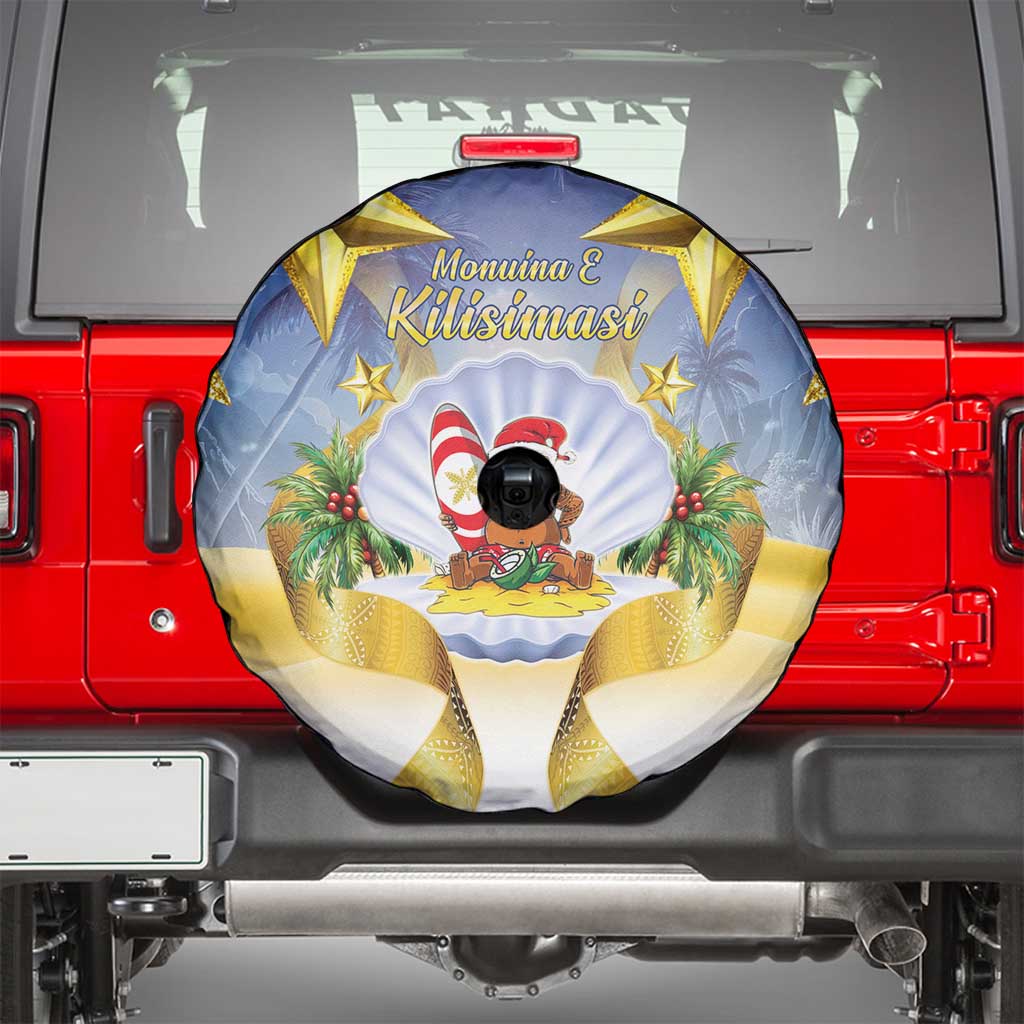 Niue Christmas Spare Tire Cover Seashell Santa Beach Vibes - Polynesian Pride